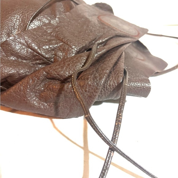 Carlos falchi brown Earthy Leather Crossbody Bag with Drawstring Closure - Picture 3 of 11
